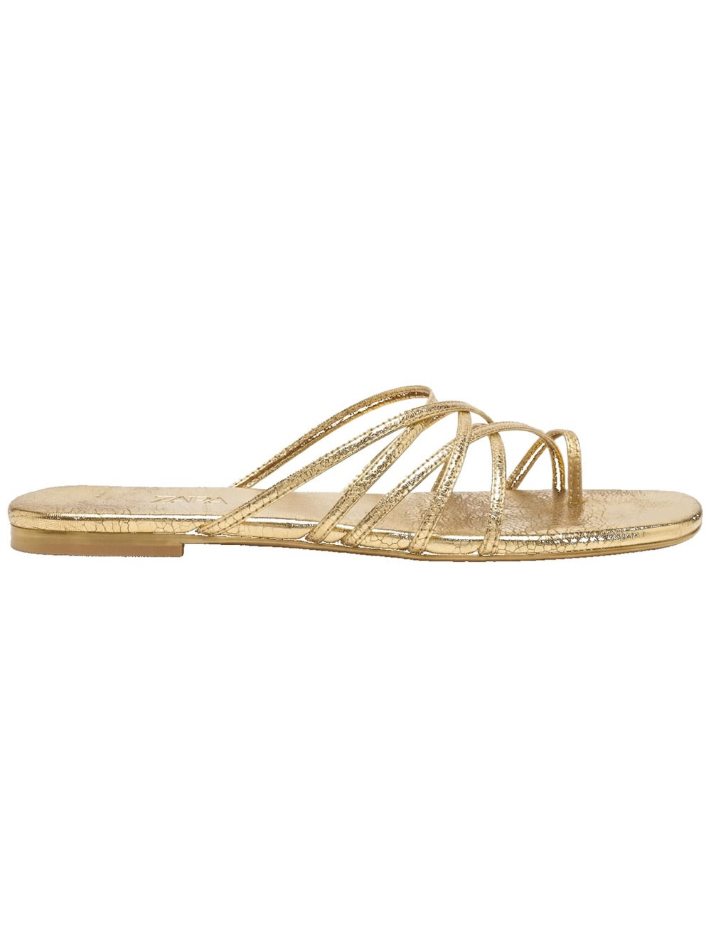 ZARA Metallic Gold Multi-Strap Slide Sandals - Picture 12 of 16